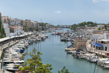 Fototapeta na wymiar Sea port in old town of Ciutadella on Menorca
