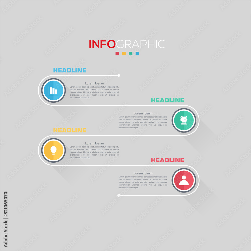 Fototapete business data visualization. infographic element with icons and options or steps. can be used for pr