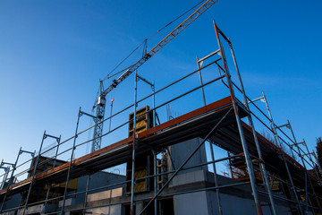 Fototapeta premium scaffolding, reconstruction, building site