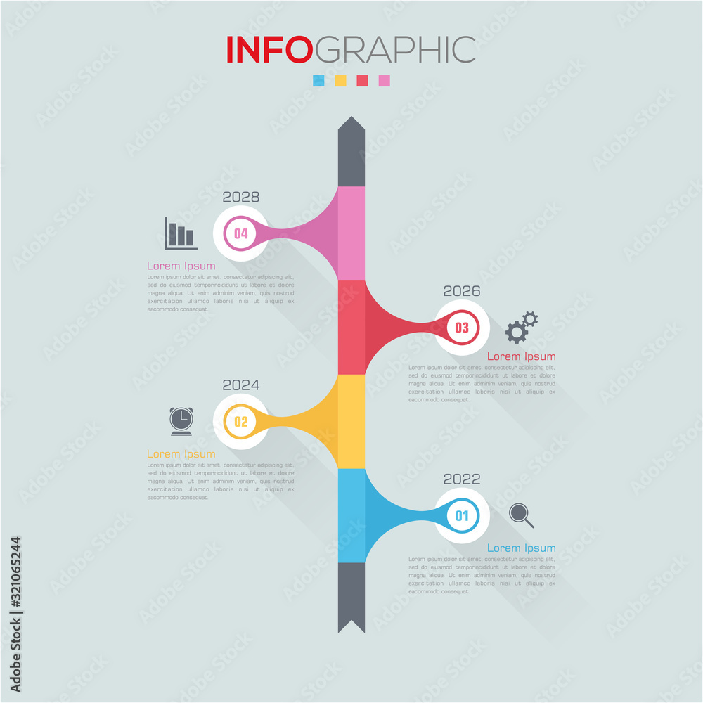 Fototapete business data visualization. infographic element with icons and options or steps. can be used for pr