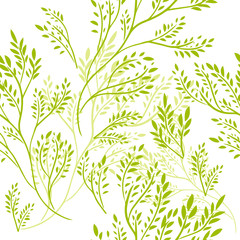 The seamless background is green leaves. Vector
