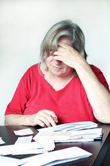 Woman and bills