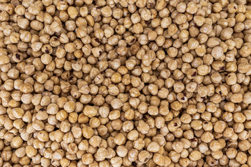 Closeup top view photography of traditional turkish chickpea nuts. Abstract organic food background.