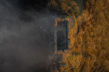 Obraz na płótnie Canvas Kostalov is a ruin of a donjon type castle from the 14th century about 2 km north of Trebenice. The castle is mainly associated with the Chapel of Sulevice. It has been protected as a cultural monumet