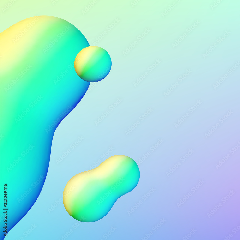 Poster fluid design liquid blobs with vibrant intense colors abstract background