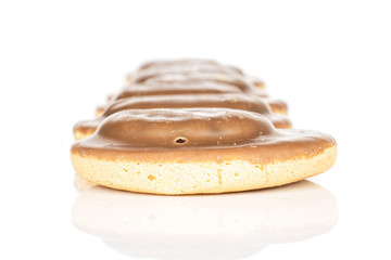 Lot of whole chocolate biscuit isolated on white background