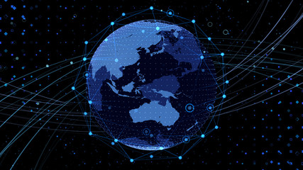 Earth on Digital Network space 3D illustration background Japan Australia © bluebackimage