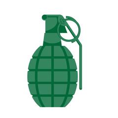 A hand grenade is green on a white isolated background. Vector image.