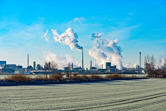 The Leuna plant in Leuna in Saxony-Anhalt in winter in Germany