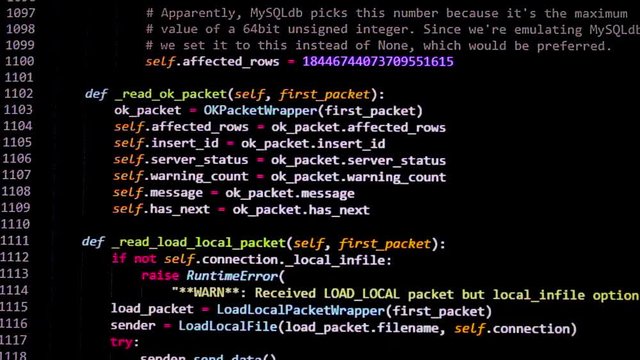 developer software source code screen. programming code. writing script. programmer editing code background