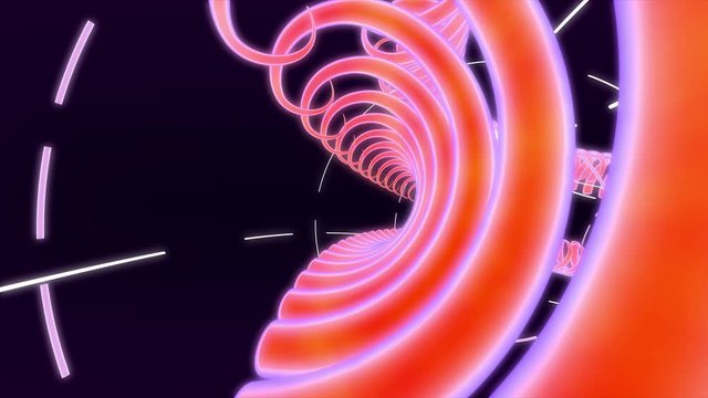 Abstract dynamic background with glowing stroboscopic shapes spinning fast