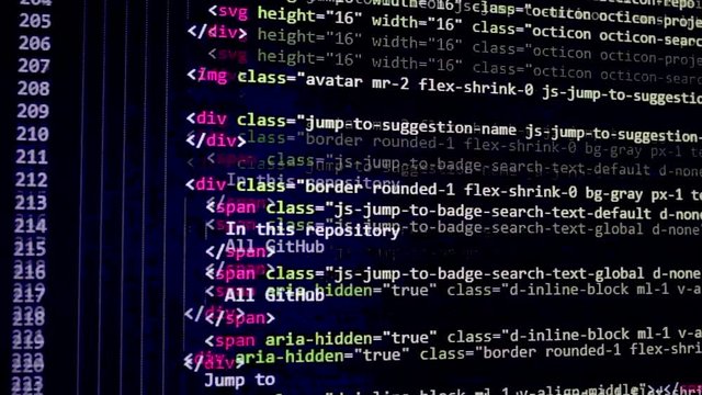 developer software source code screen. programming code. writing script. programmer editing code background