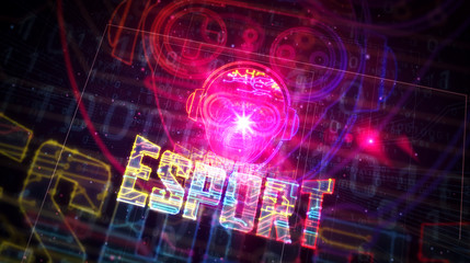 Esport cyber games with gamer symbol futuristic sketch