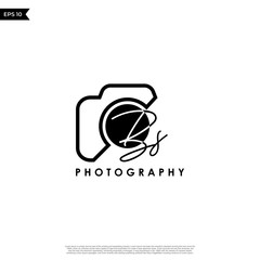 Initial Letter BS with camera. Logo photography simple luxury vector.