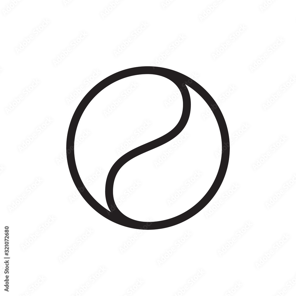 Poster circle with symmetrical drops inscribed in it. linear round icon of harmony and balance. black simpl