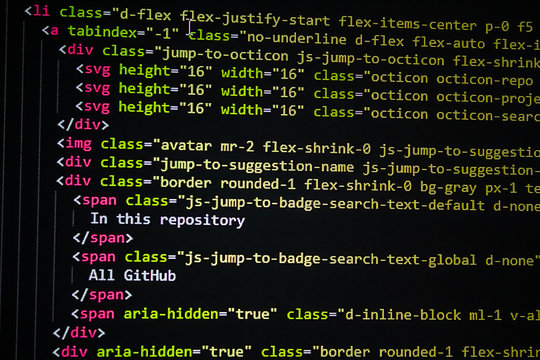 developer software source code screen. programming code. writing script. programmer editing code background