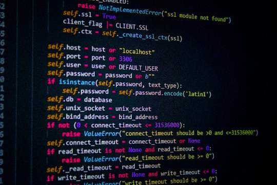 developer software source code screen. programming code. writing script. programmer editing code background