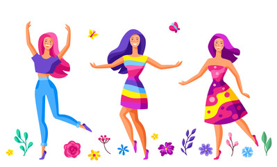 Illustration of three dancing girls.