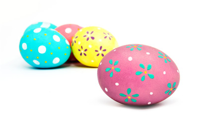Fototapeta na wymiar Perfect colorful handmade painted easter eggs isolated