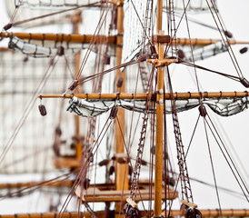 Obraz premium Ship spar and sail close up and isolated