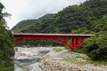 Landscape View in Taroko red bridge, Taroko national park, Hualien, Taiwan.