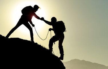 goal success & mountaineering help & mountaineering silhouette