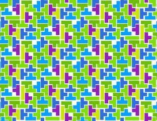 Pattern of multi-colored tetris elements