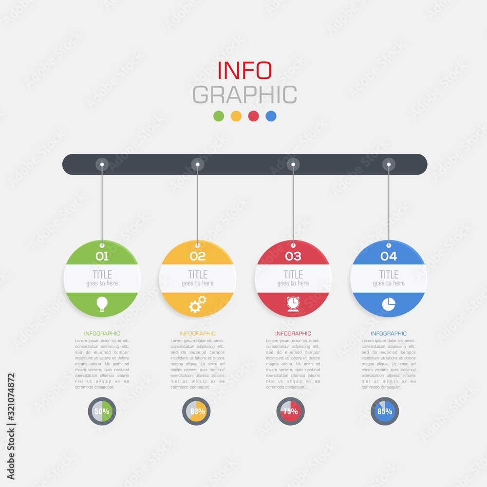 Fototapete business data visualization. infographic element with icons and options or steps. can be used for pr