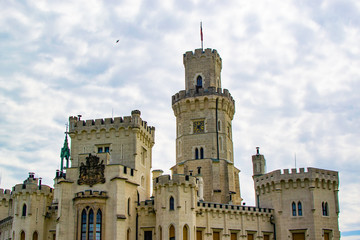 Facade of Hluboka Castle (Hluboka nad Vltavou Castle), also called The State Chateau of Hluboka, one of the most famous landmarks in Czech Republic