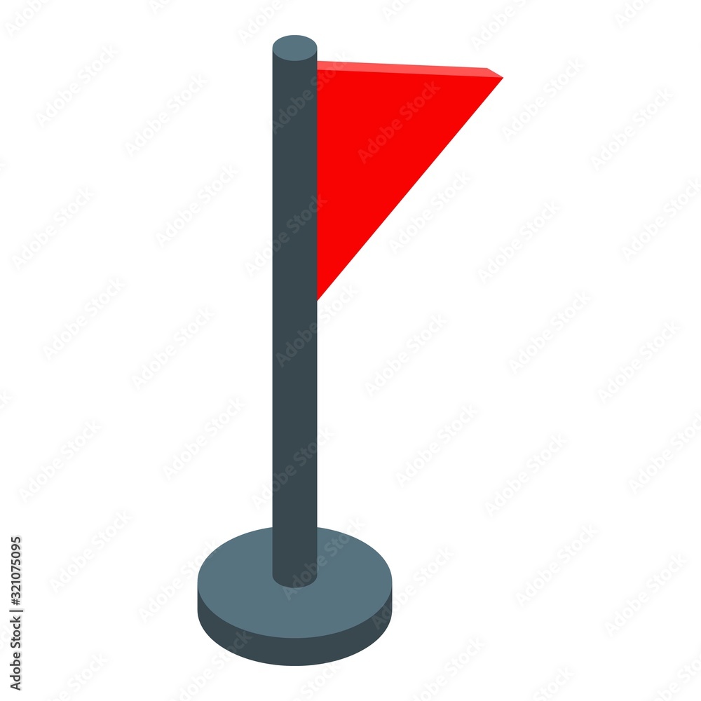 Poster red flag icon. isometric of red flag vector icon for web design isolated on white background