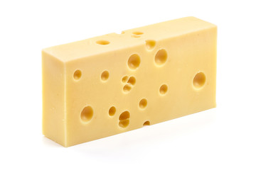 Maasdam cheese, isolated on white background