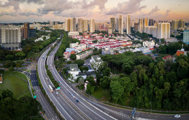 Highway express way connecting the whole city and urban areas in Singapore