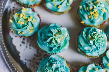 handmade turquoise blue cupcakes muffins