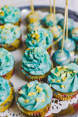 handmade turquoise blue cupcakes muffins