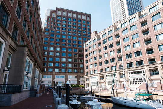 Buildings at the port and harbor of Boston