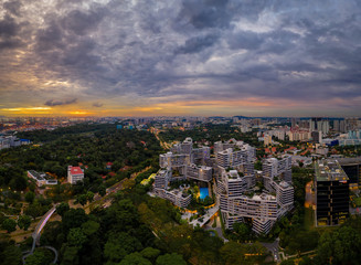 Cityscape and skyline in SIngapore the Lion city is glowing in the night with lights and towers