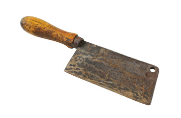 Old wood-handled meat cleaver