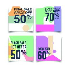 pastel color sale banner template design set. pastel vintage theme. Sale banner template design, Super sale special offer. Discount Banner Promotion Template.