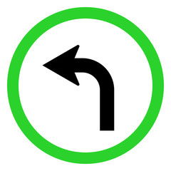 Canadian left turn traffic sign. Road and traffic symbol in Canada. Perfect for backgrounds, backdrop, banner, sticker, label, poster, sign, symbol etc.