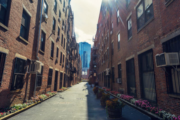 Fototapeta na wymiar Tall buildings of Boston city downtown