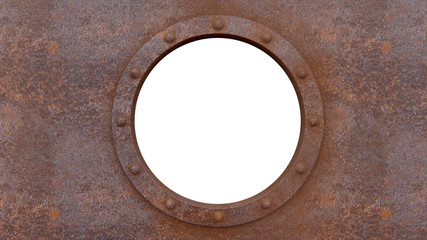 Round rusty metal frame isolated on the white