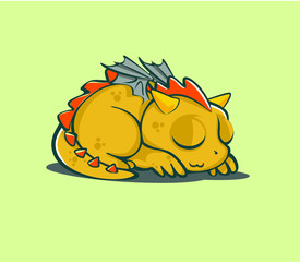 Isolated mythical creature cute little dragon vector illustration with various poses