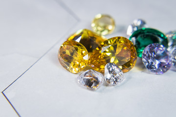 Natural Sapphire gemstone, Jewel or gems on black shine color, Collection of many different natural gemstones amethyst,