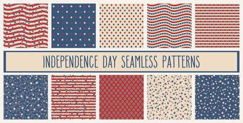 American stars and stripes seamless patterns