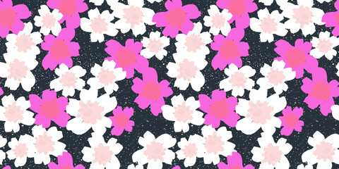 Round Florals Texture , Seamless Pattern Print .