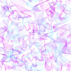 Purple, magenta, light blue chaotic squiggles. Seamless intricate pattern. Textured abstract background. Vector line art design. Multicolor waves, subtle curves. Fantasy wallpaper. EPS10 illustration