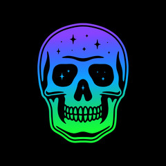 SPACE SKULL COLOR GRADIENT BLACK BACKGROUND