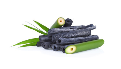 Natural bamboo charcoal  isolated on white background