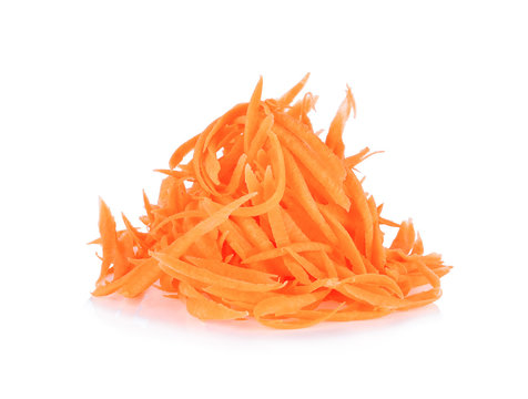 Fresh Shredded Carrots Isolated On White Background