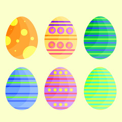 This is vector set Easter eggs. Cute cartoon illustration on light background.